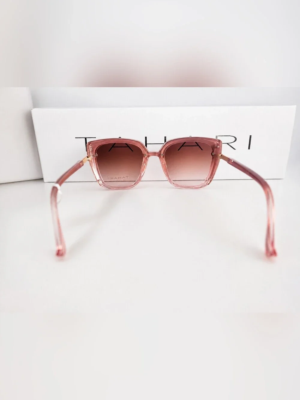 Tahari Contemporary Luxury Oversized Pink Rose Gold Ombre Sunglasses NWT